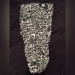 Neon Green Leopard Print Scrunched Pencil Skirt XL